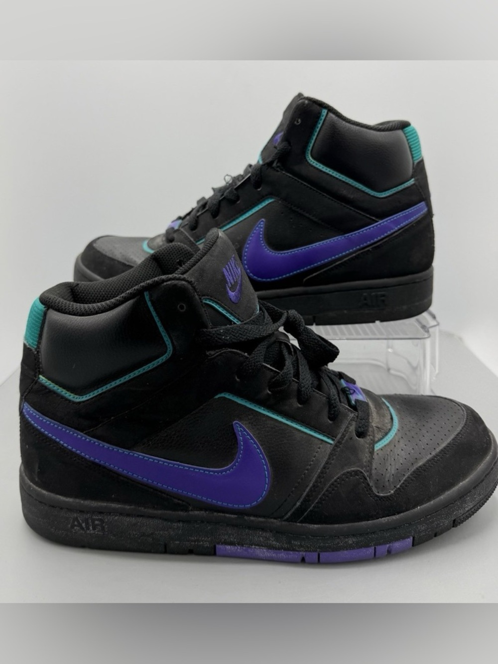 Nike Air Prestige III high-top sneaker in a black, purple, and turquoise